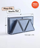 color:Charcoal | Charcoal giant magnetic tiles from The Big Set — plays big, stacks flat at 41 x 20 x 7 inches, 27 lb