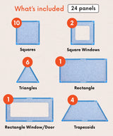color:Blue | What's included in The Big Set Blue — 24 life-size giant magnetic tile panels and shapes